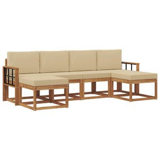 vidaXL Conjunto De Sof&aacute;s De Exterior Con Coj&iacute;n 6 Pcs Natural Y Beige Vidaxl