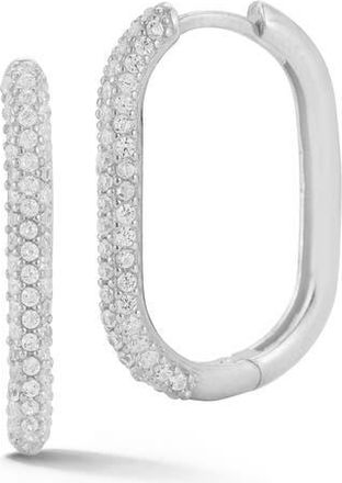 Glaze Jewelry Pav&eacute; Oval Hoop Earrings in Silver at Nordstrom Rack