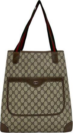 Gucci Brown Green Red Color Pvc Leather Handbag Tote Bag (Pre-Owned)