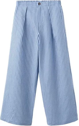 Mango Striped Wide Leg Pleated Trousers in Sky Blue at Nordstrom, Size 10