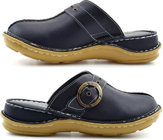 Generic Womens Leather Sandals Ladies Slip On Sandals Size 4 Mule Size 6 Mule Womens Leather Sandal Ladies Slip On Sandal Mules Comfort Sizes 3-8 Navy 6 UK