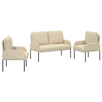 vidaXL Juegos De Sof&aacute;s Con Coj&iacute;n 3 Pcs Crema 115 X 56 X 80 Cm Vidaxl