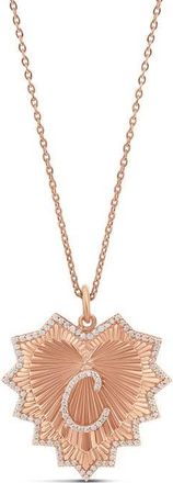 SHYMI Starburst Pav&eacute; Inital Pendant Necklace in Rose at Nordstrom