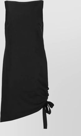 Carolina Herrera virgin wool sleeveless straight neck draped mini dress