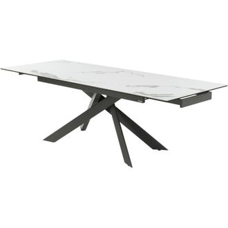 Vente-Unique Vente-unique - Tavolo da pranzo allungabile 6-10 coperti in ceramica e Metallo Bianco e Antracite - corema di pascal morabito