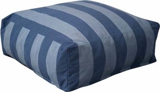 Oviala Puff de rayas para sof&aacute; modular azul pac&iacute;fico