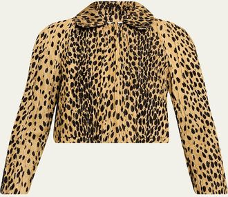 Nackiy&eacute; Pixie Cheetah-Print Velvet Crop Jacket