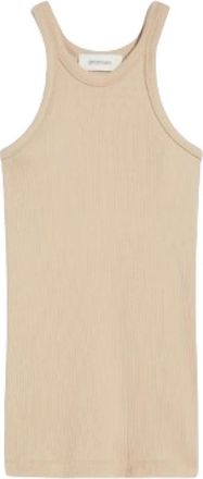Sportmax Geribbelde Jersey Tanktop - Dames - Tops zonder mouwen - Beige - L - Katoen - Tops