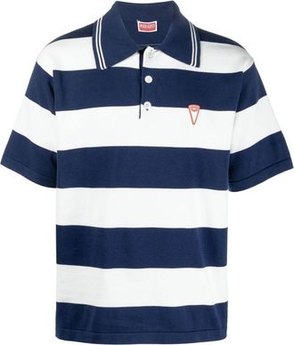 Kenzo Navy Blue Blue Striped Cotton Polo Shirt