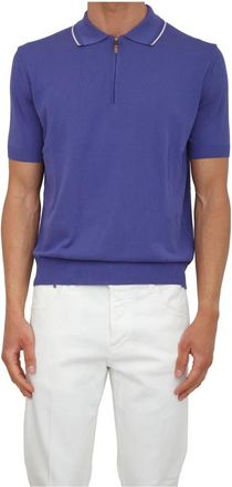 Canali Zip-up Giza Cotton Polo - Heren - Polos - Paars - XL - Katoen - Tops