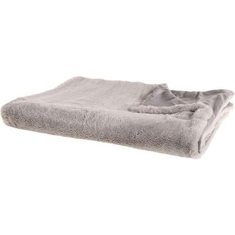 Beliani Manta De Tejido De Poli&eacute;ster Gris 200 X 220 Cm Mullido Suave Sala De Estar Moderna Chaab