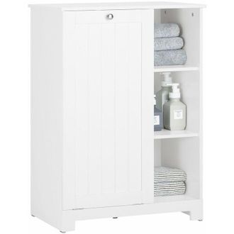 SoBuy Armario de Baño Mueble de Almacenaje con 1 Cesto para Colada y 3 estantes Blanco 60 x 37 x 86 cm BZR105-W Sobuy es