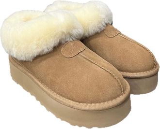 Generic Women thick soled raised fur integrated snow boots with thick fleece and warm short boots (Yellow,5.5)