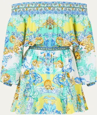Camilla Dial Up The Tiles Off-Shoulder Mini Dress