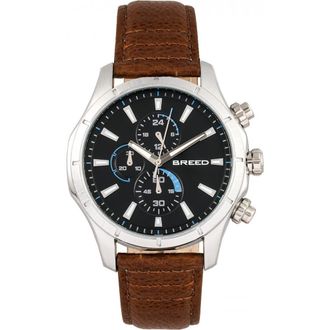 Breed Lacroix Chronograph Leather-Band Watch in Silver/brown at Nordstrom