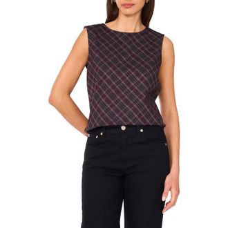 Vince Camuto Plaid Shell in Rich Black at Nordstrom Rack, Size X-Large
