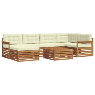 vidaXL Conjunto De Sof&aacute;s De Exterior 7 Uds. Natural Y Crema Vidaxl