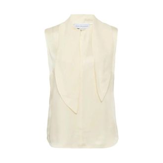 Stella McCartney Stella McCartney, Blouses, female, White, Size: XS Tie-Neck Sleeveless Satin Top