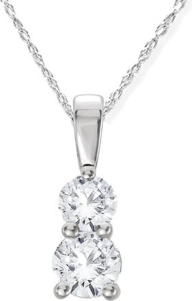 Pompeii3 3/4CT TWo Stone Diamond Pendant 14K White Gold