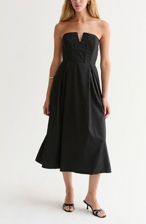 Crescent V-wire Modal Blend Midi Dress in Black at Nordstrom, Size X-Small