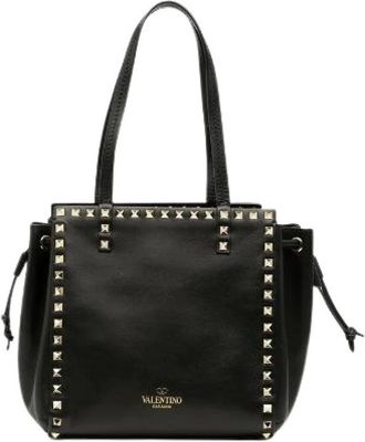 Valentino Pre-owned Tote Bags, female, Black, Size: ONE SIZE Pre-owned Rockstuds Leather 2way Bag