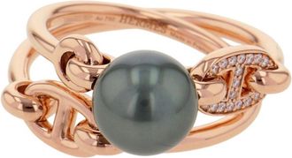 Herm&egrave;s Pink Gold Black Pink Gold (18K) Band Ring (Pre-Owned)