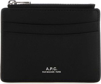 A.P.C. Black Leather Paris Card Holder