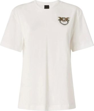 Pinko Pinko, Tops, Dames, Wit, S, Katoen, Strepitoso T-Shirt Jersey Rica