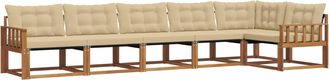 vidaXL Conjunto De Sof&aacute;s De Exterior 6 Uds. Natural Y Beige Vidaxl