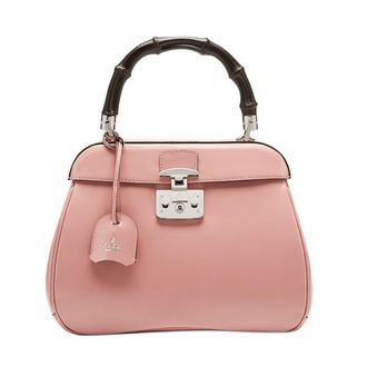 Gucci Pale Pink Lady Lock Bamboo Top Handle Bag Size S