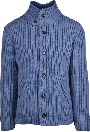 Daniele Fiesoli Light Blue Wool-Blend Ribbed Cardigan