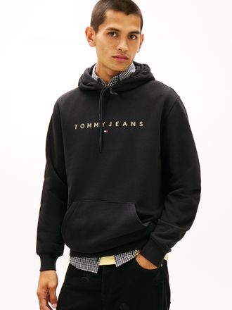 Tommy Jeans Hoodie TOMMY JEANS TJM REG LINEAR LOGO HOODIE EXT, Herren, Gr. XL, schwarz multi, Sweatware, Obermaterial: 80% Baumwolle, 20% Polyester, regular fit h
