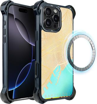 OEM Funda Para Iphone 16 Pro Max Ibizu Dropguard Ultra Con Magsafe, Mapas Del Mundo, Barcelona