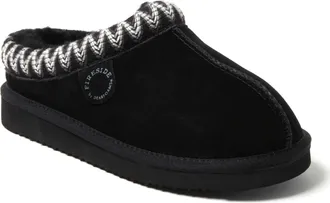Dearfoams Fireside by Dearfoams Womens Greta Genuine Shearling Clog Slipper with Taping