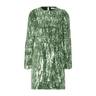 Selected Ari-Colyn LS Short Pailletten Jurk - Dames - Jurken - Groen - Maat: M Poliester