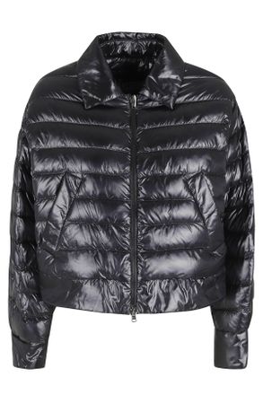 Herno Black Short Shirt-Collar Zip-Front Polyamide Down Jacket