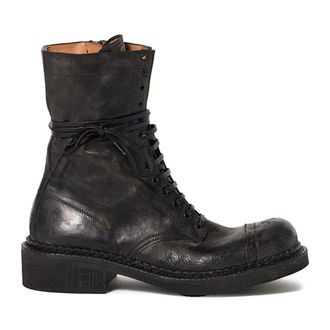 Miu Miu Lace-up Boots, female, Black, Size: 6 1/2 US Stivale