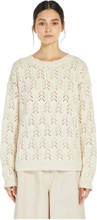 Max Mara Truien & Vesten, Dames, Wit, L, Teramo Ronde Hals Trui