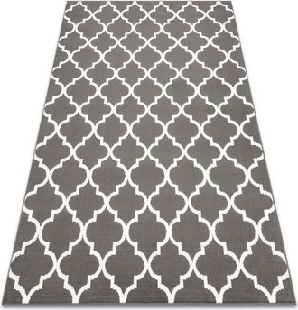 RugsX Rugsx - Carpet bcf Morad trelis Trelis Moroccan - anthracite, grey grey 140x200 cm