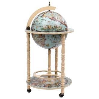 Berkfield Home Globe Bar Wine Stand Eucalyptus Wood Blue
