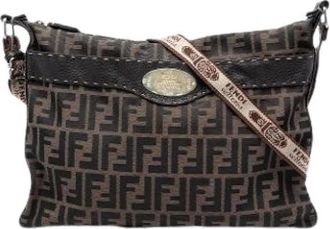 Fendi Pre-owned Vintage Canvas Crossbody - Dames - Vintage Schoudertas - Bruin - ONE Size - Leer - Vintage