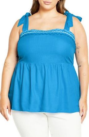 City Chic Paradiso Tie Strap Tank in Ice Blue at Nordstrom Rack, Size Xxl/24W