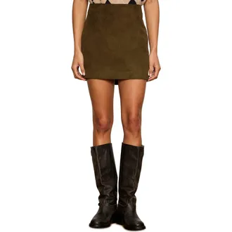 Sanctuary All In Faux Suede Miniskirt in Light Green at Nordstrom, Size 10