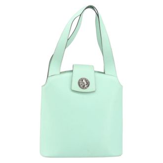 Celine Circle Logo Leather Green Leather Handbag (Pre-Owned)