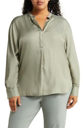 Vince Silk Blend Blouse in Moss at Nordstrom, Size 2X