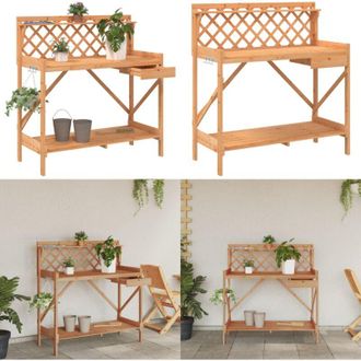 vidaXL Panca Porta Vasi con Traliccio Marrone Legno Massello di Abete - Panca da giardino - Traliccio per piante