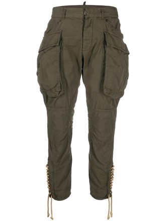 Dsquared2 lace-up slim-fit trousers - women - Cotton/Cotton/Plastic/Spandex/Elastane - 42 - Green