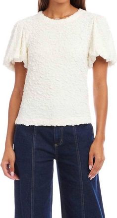 Karen Kane Puff Sleeve Textured Top In Off White