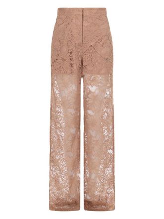 Sportmax Intricate Floral Lace Pants with High Waist and Wide Legs