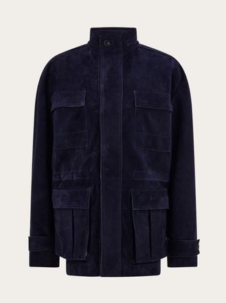 Ferragamo Men Suede blouson Blue
